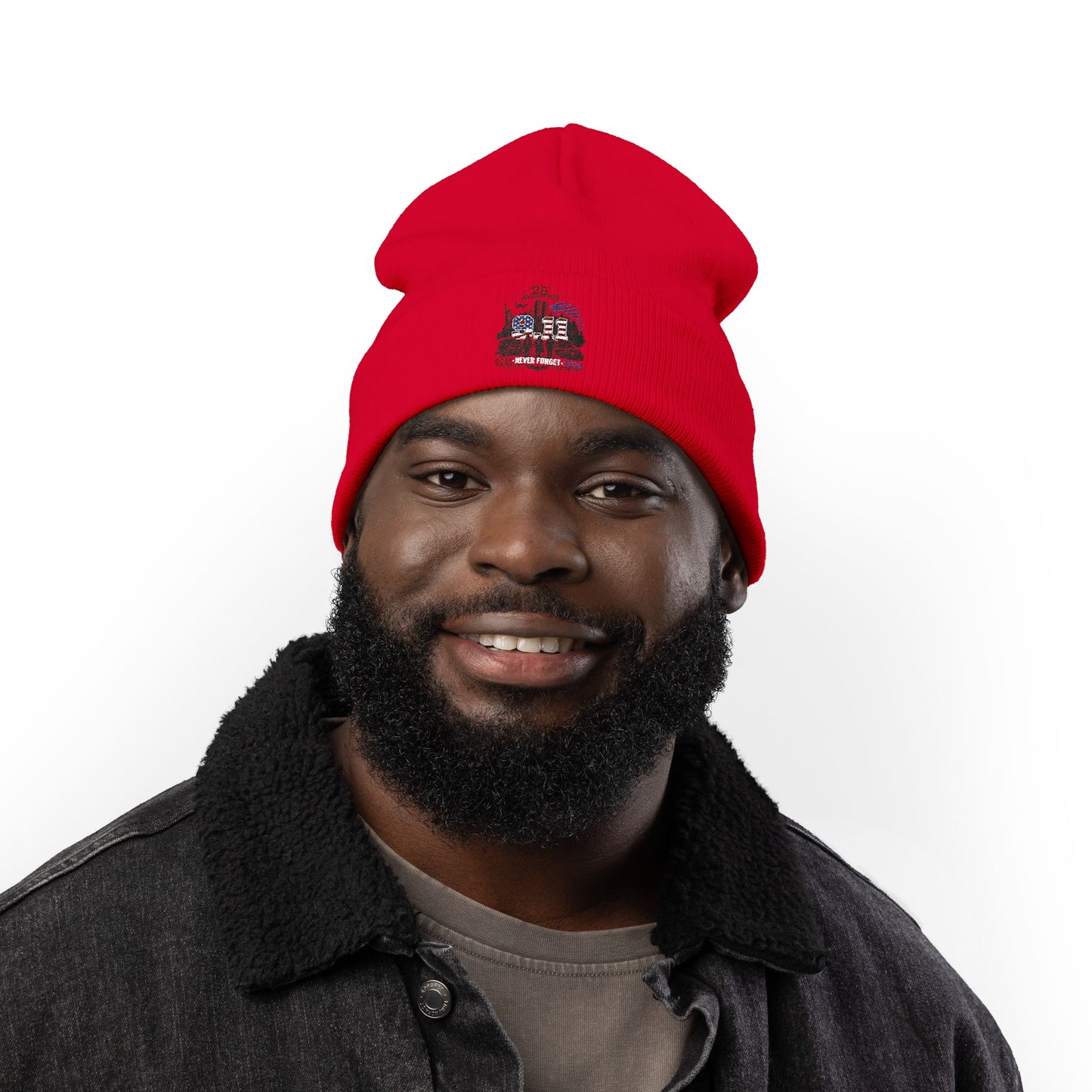 Embroidered 25th Anniversary Lighthouse Knit Beanie — Patriotic Memorial Winter Hat