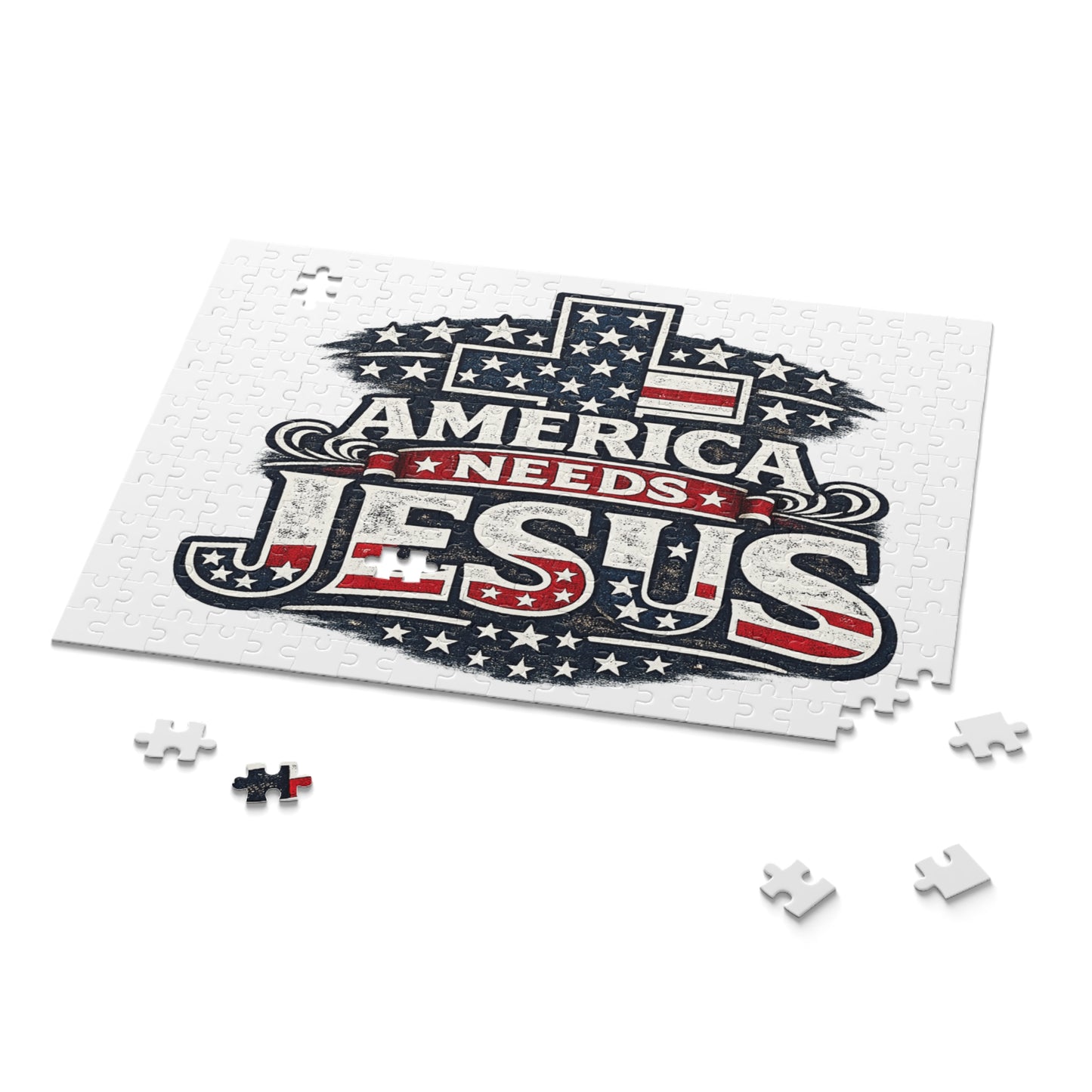 Puzzle — 'America Needs Jesus' Patriotic Christian Jigsaw (120/252/500 pc)