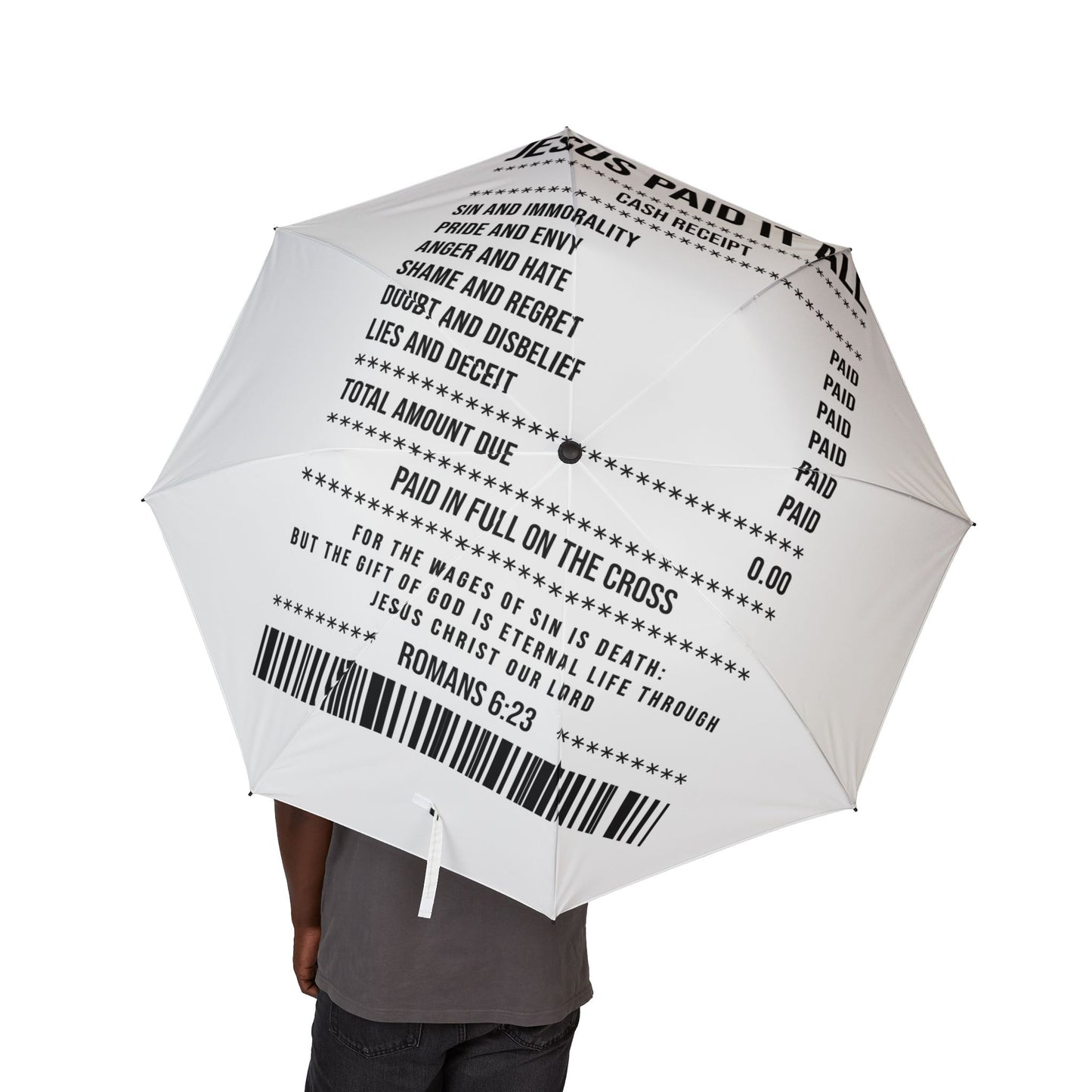 Receipt Print Foldable Umbrella — Novelty Semi-Automatic Rain Parasol