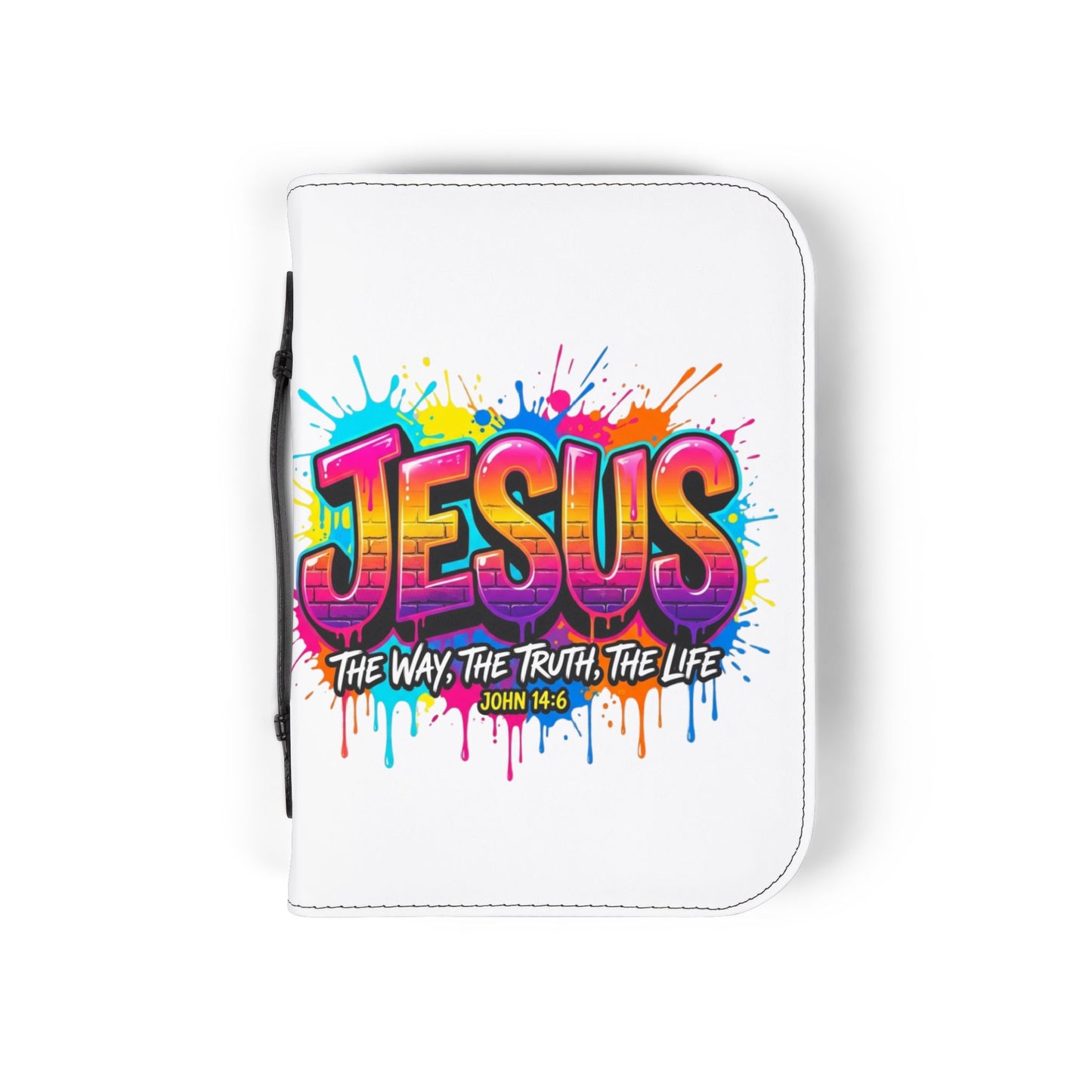 Bible Cover - Colorful 'JESUS: The Way, The Truth, The Life' Zippered Bible Cover (John 14:6)