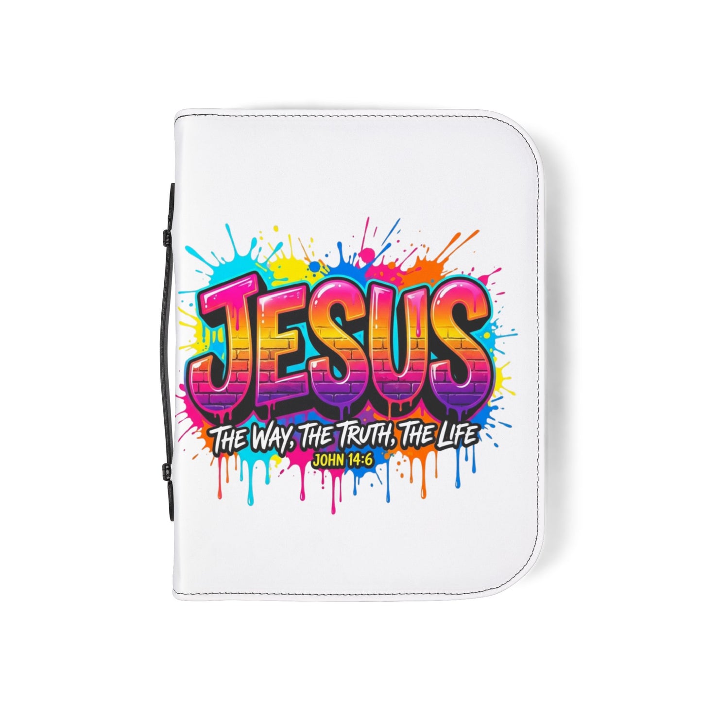Bible Cover - Colorful 'JESUS: The Way, The Truth, The Life' Zippered Bible Cover (John 14:6)