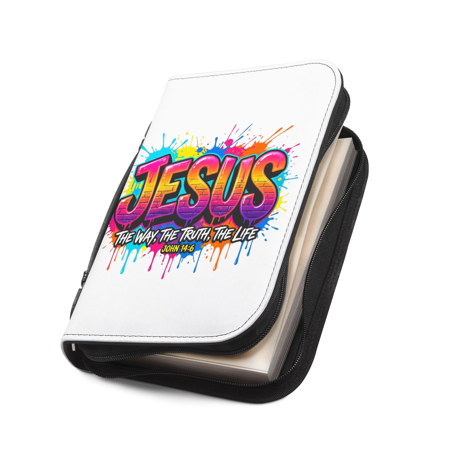 Bible Cover - Colorful 'JESUS: The Way, The Truth, The Life' Zippered Bible Cover (John 14:6)