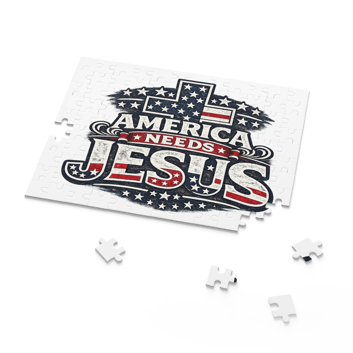 Puzzle — 'America Needs Jesus' Patriotic Christian Jigsaw (120/252/500 pc)