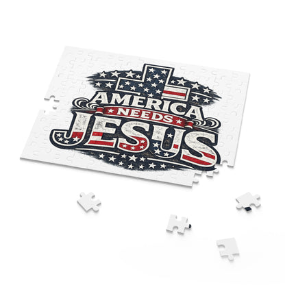Puzzle — 'America Needs Jesus' Patriotic Christian Jigsaw (120/252/500 pc)