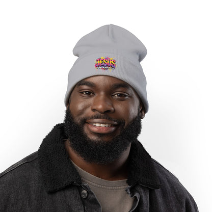 Embroidered 'Jesus' Graffiti Knit Beanie