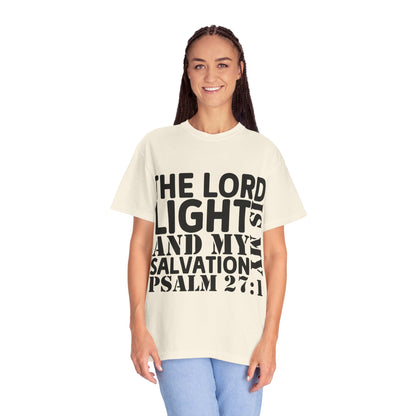 T-Shirt — 'The Lord is My Light and My Salvation' Psalm 27:1 Christian Tee