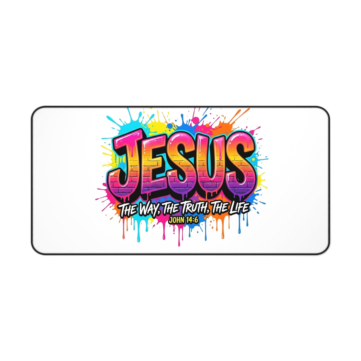 Jesus Graffiti Desk Mat — "The Way, The Truth, The Life" Christian Desk Pad