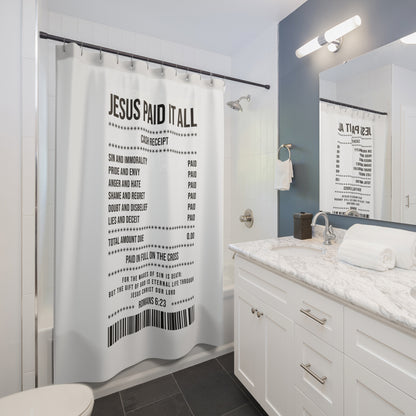 Jesus Paid It All Shower Curtain – Christian Receipt Design (Romans 6:23)