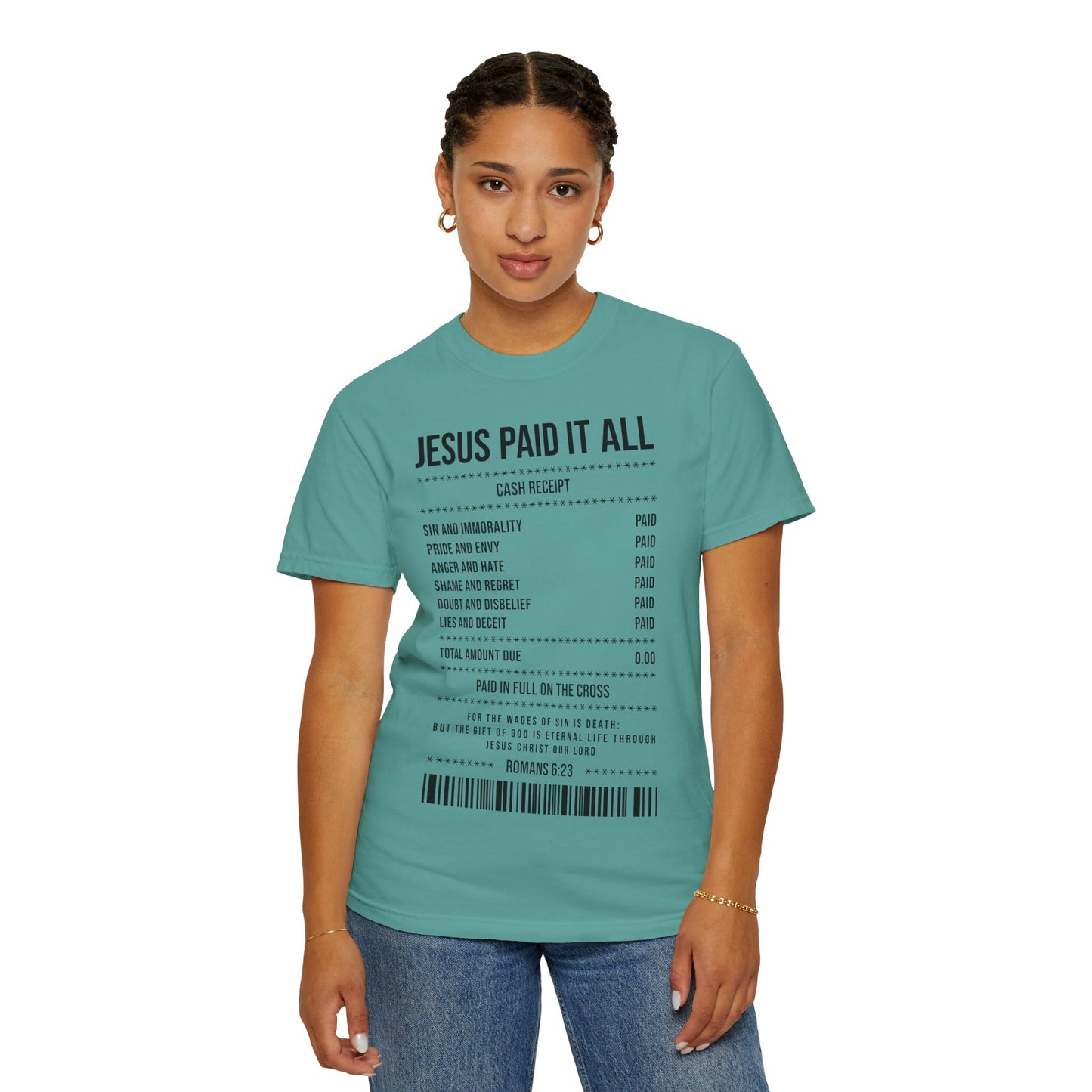 Jesus Paid It All T-Shirt — Christian Faith Receipt Graphic Tee