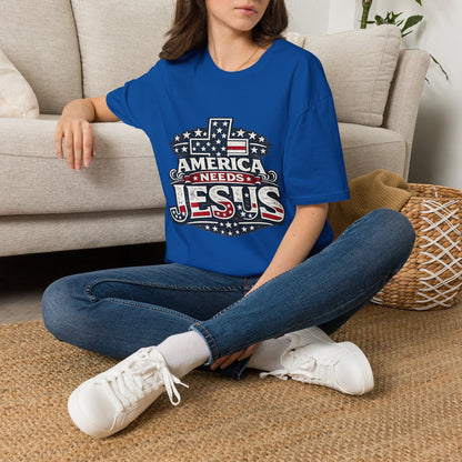 America Needs Jesus T‑Shirt — Patriotic Christian Tee