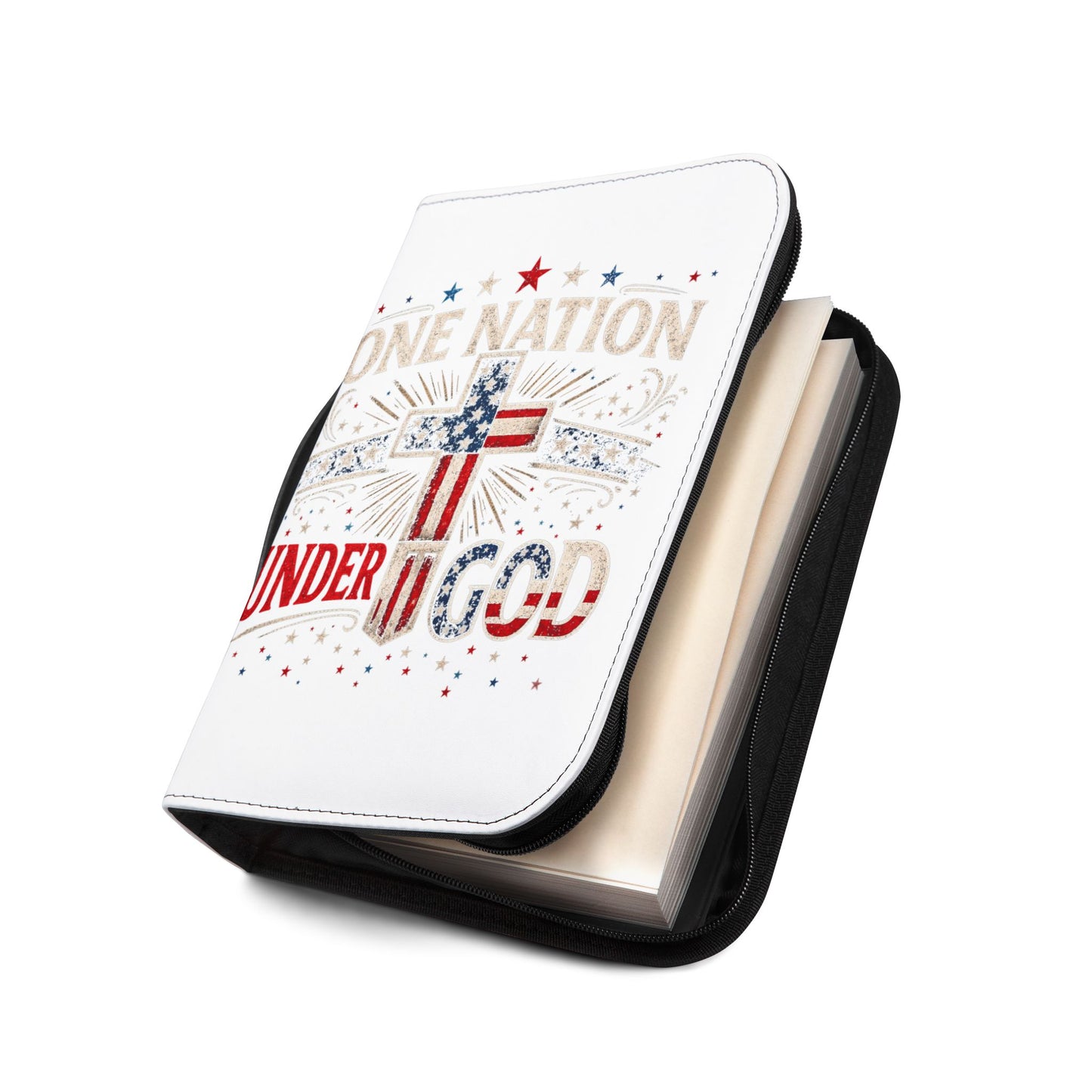 Bible Cover — "One Nation Under God" Patriotic Cross Bible Cover