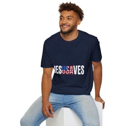 Jesus Saves T-Shirt — Patriotic American Flag Faith Tee