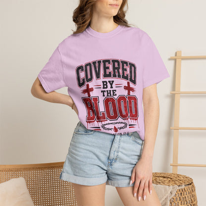 Covered by the Blood T-Shirt — Christian Faith Graphic Tee (Revelation 12:11)