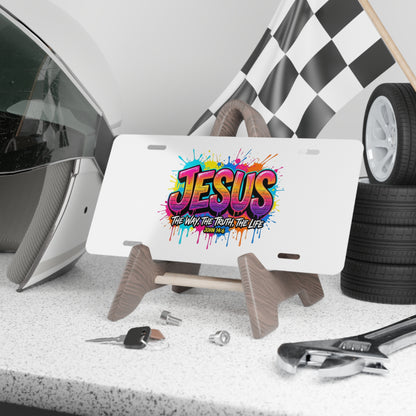 Jesus Graffiti Vanity Plate — “The Way, The Truth, The Life” License Tag