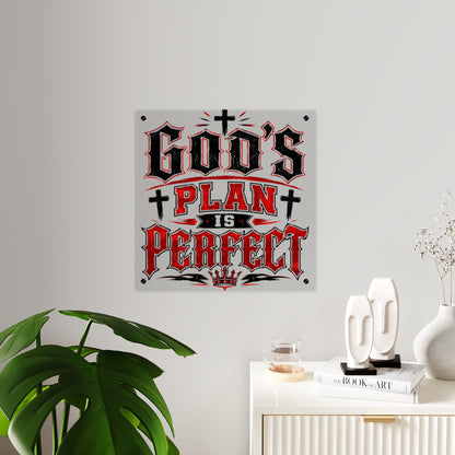 Acrylic Wall Art — "God’s Plan Is Perfect" Religious Typography Panel