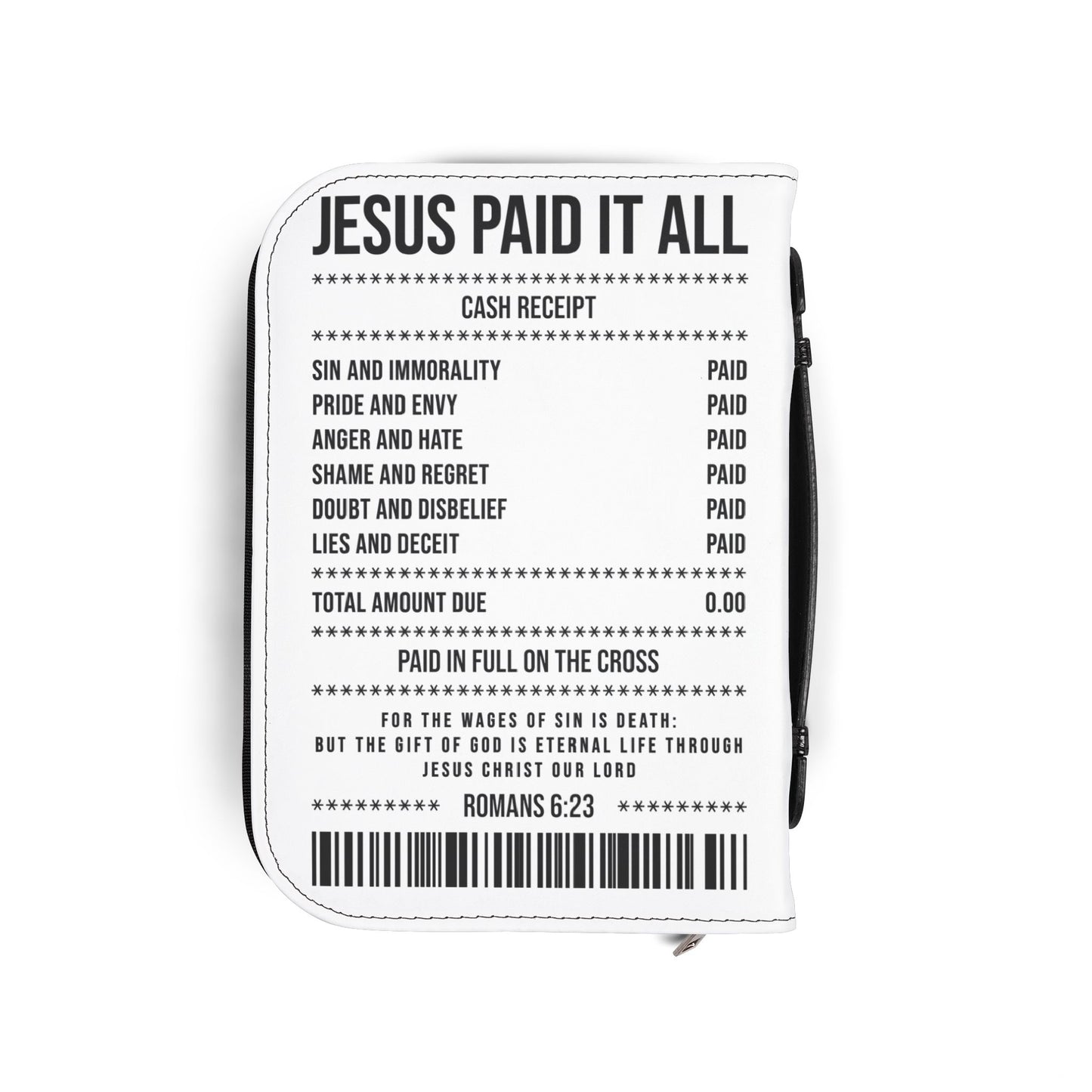 Bible Cover — "Jesus Paid It All" Receipt Design (Romans 6:23)