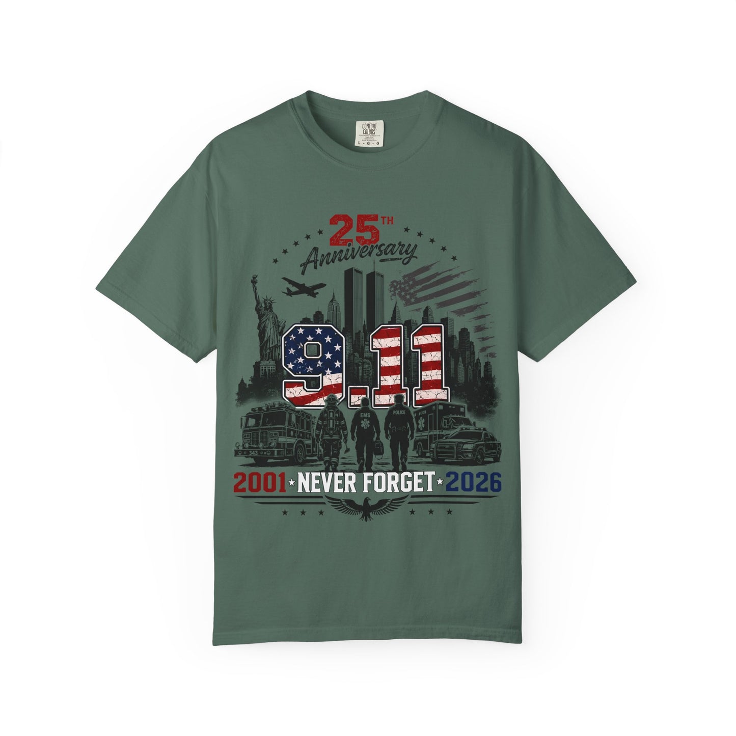 9/11 25th Anniversary T-Shirt — Never Forget 2001–2026 Memorial Tee