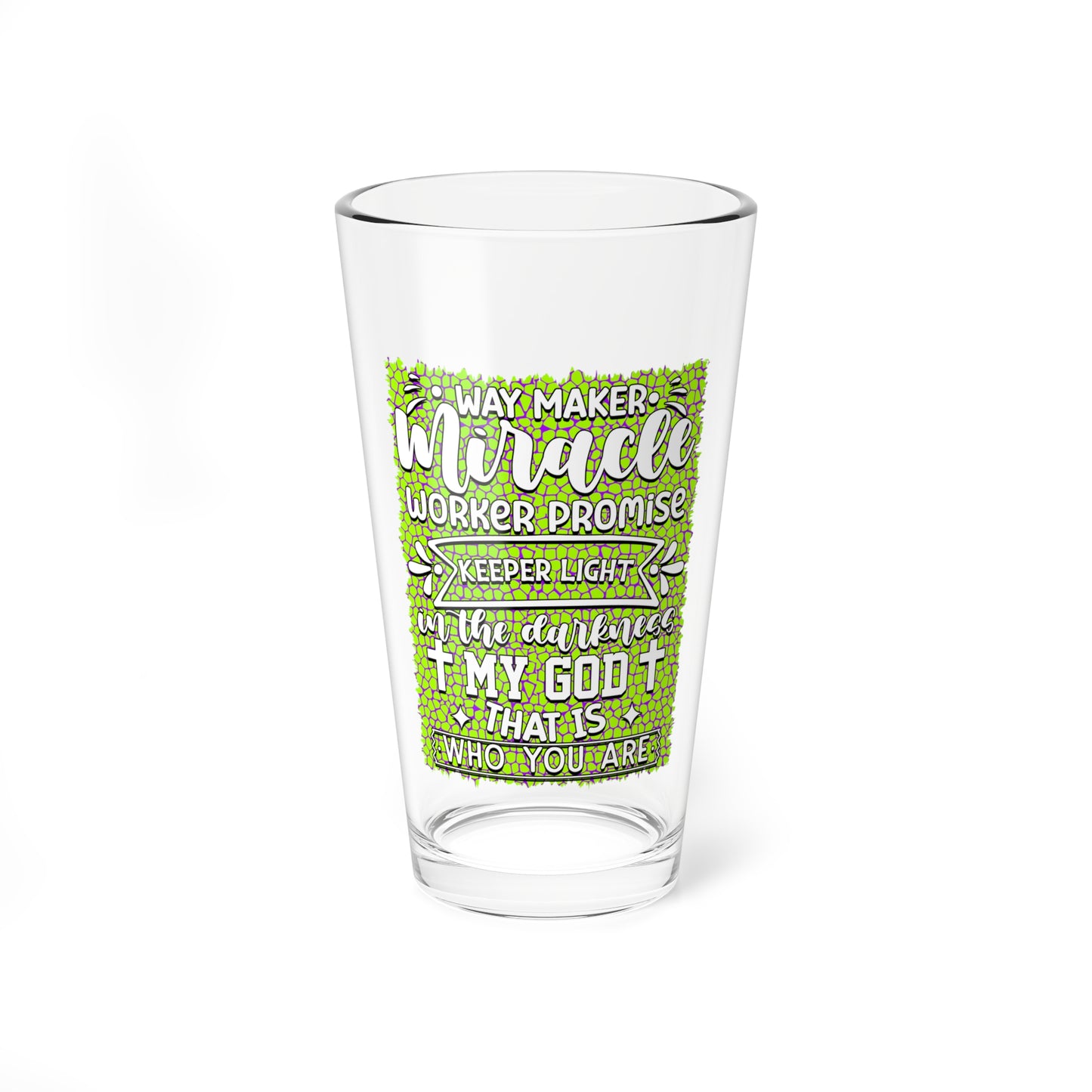 Mixing Glass — 'Way Maker, Miracle' Inspirational 16oz Prayer Glass