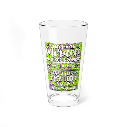 Mixing Glass — 'Way Maker, Miracle' Inspirational 16oz Prayer Glass