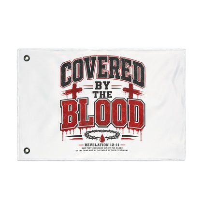Covered by the Blood Flag - Double-Sided Christian Faith Banner (Revelation 1:5-7)