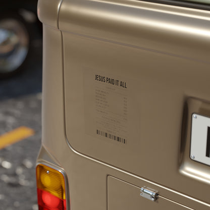 Christian 'Jesus Paid It All' Transparent Sticker — Cash Receipt Design