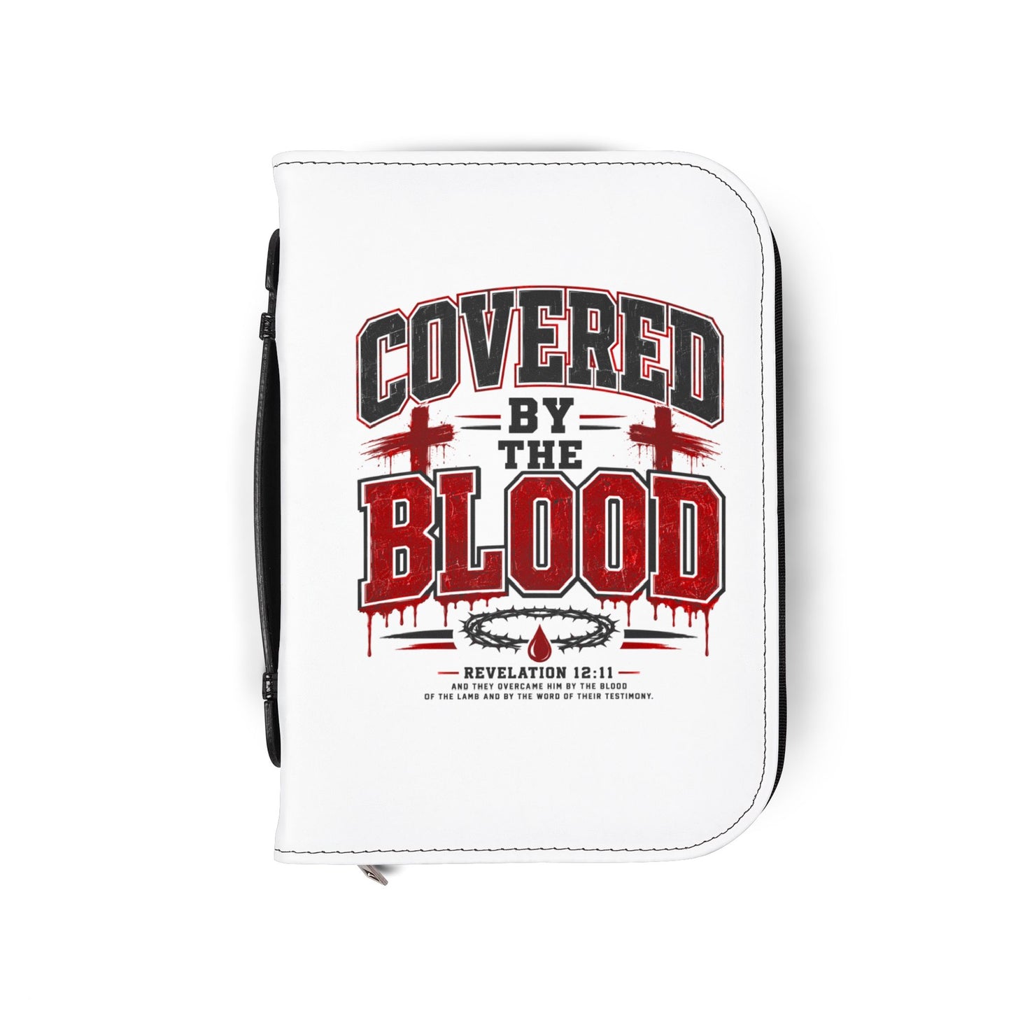 Covered by the Blood Bible Cover – Christian Zippered Bible Case with Cross Design