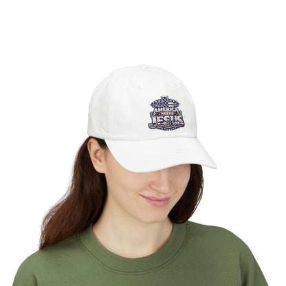 Dad Cap — Patriotic "America Loves Jesus" Embroidered Cross Hat