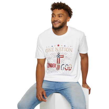 One Nation Under God T-Shirt — Patriotic American Flag Cross Tee