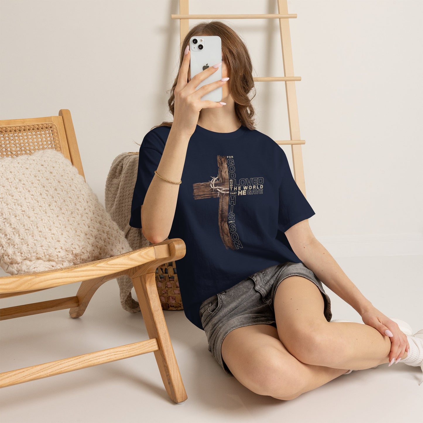 Christian Cross T‑Shirt — "For God Loved the World He Gave His Son" Inspirational Tee