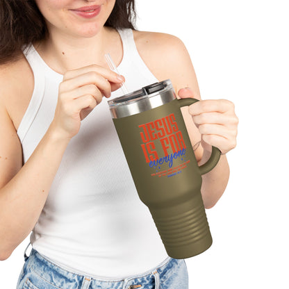40oz Insulated Travel Mug — "Jesus Is For Everyone" Christian Tumbler with Straw (Large Thermal Cup)