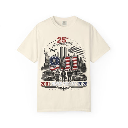 9/11 25th Anniversary T-Shirt — Never Forget 2001–2026 Memorial Tee