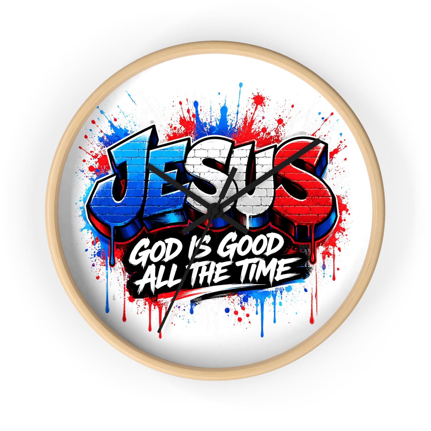 Graffiti 'Jesus - God Is Good All The Time' Wall Clock