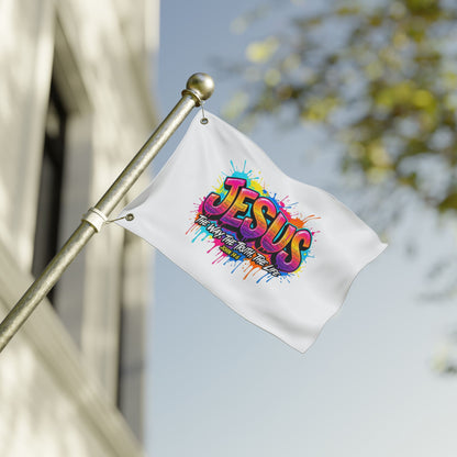 Jesus Graffiti Flag – "Jesus: The Way, The Truth, The Life" Double-Sided Christian Decor