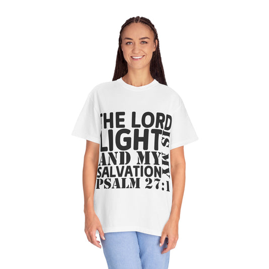 T-Shirt — 'The Lord is My Light and My Salvation' Psalm 27:1 Christian Tee