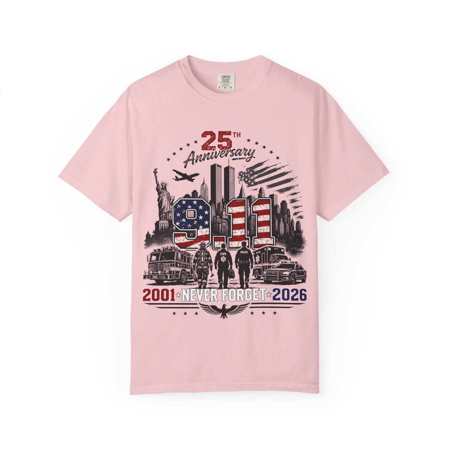 9/11 25th Anniversary T-Shirt — Never Forget 2001–2026 Memorial Tee