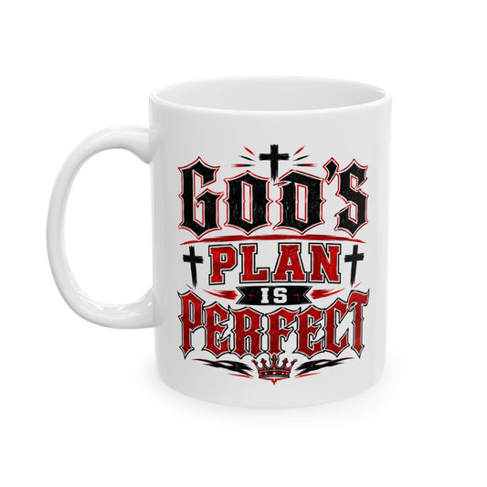 Ceramic Mug — Gothic 'God's Project' Cross Graphic Coffee Mug (11oz & 15oz)