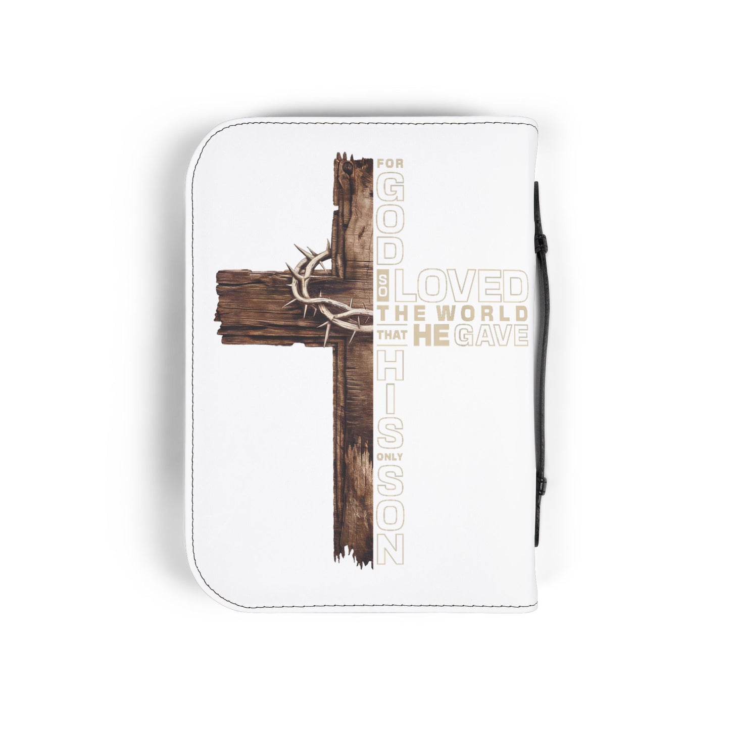 Bible Cover - 'For God So Loved the World' Cross Zippered Bible Case