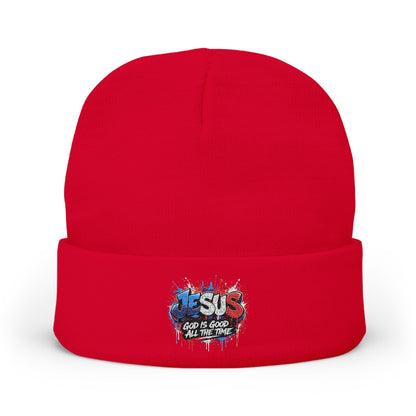 Embroidered 'God Is Good' Patriotic Knit Beanie