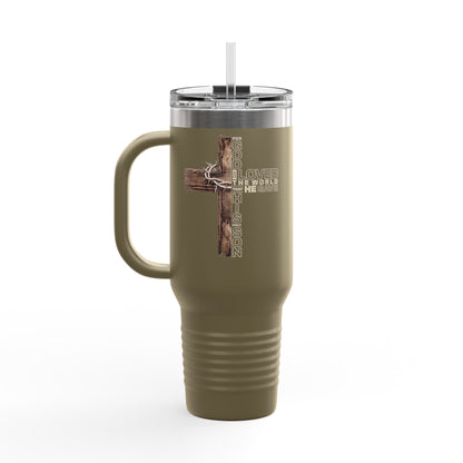 Religious Cross 40oz Insulated Travel Mug — Faith-Inspired Stainless Tumbler
