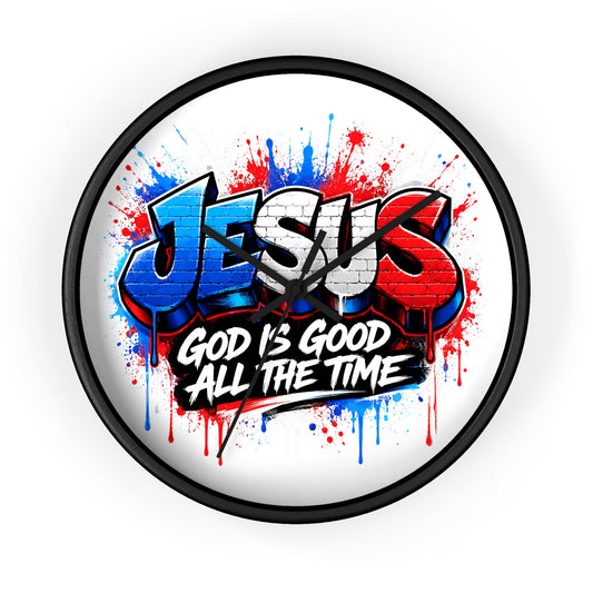 Graffiti 'Jesus - God Is Good All The Time' Wall Clock