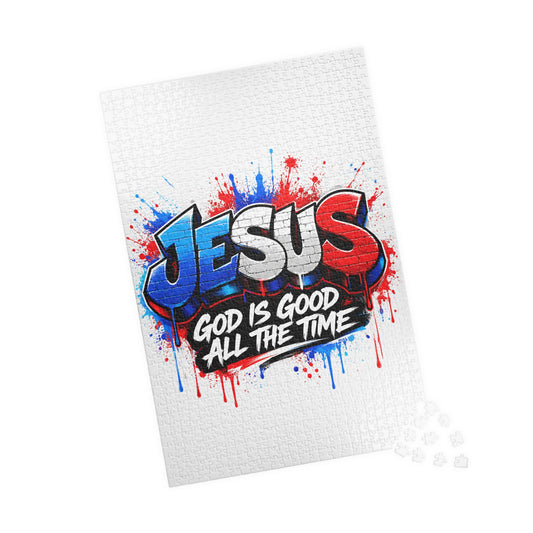 Jesus Graffiti Puzzle — "God Is Good All The Time" Faith Jigsaw (110/252/520/1014 pcs)