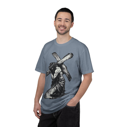 T‑Shirt — Christ Carrying Cross Black Illustration Graphic Tee