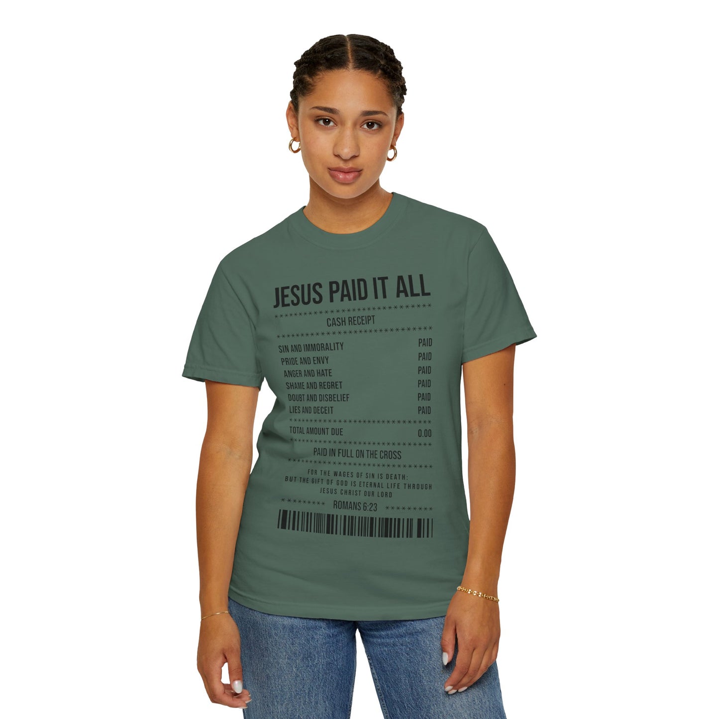 Jesus Paid It All T-Shirt — Christian Faith Receipt Graphic Tee