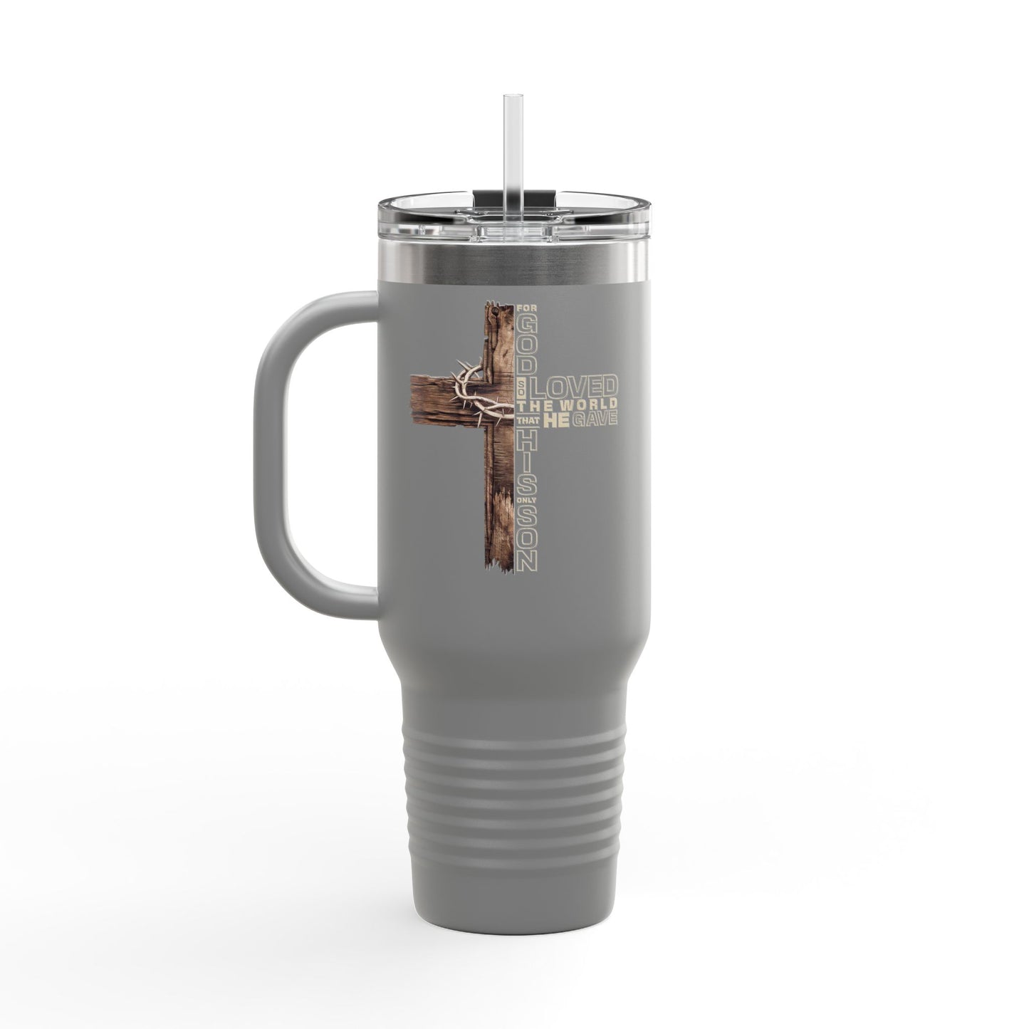 Religious Cross 40oz Insulated Travel Mug — Faith-Inspired Stainless Tumbler