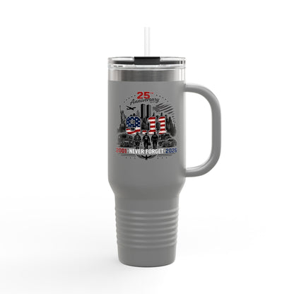 25th Anniversary 40oz Insulated Travel Mug — American Flag Memorial Design