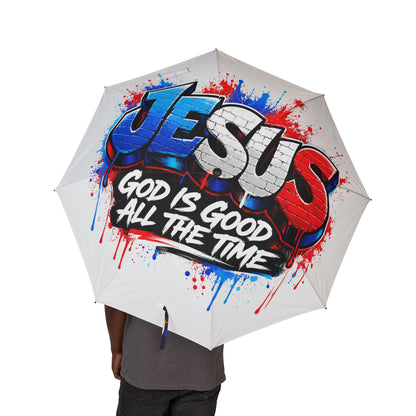Foldable Umbrella — Graffiti 'Jesus' Design (God Is Good All The Time)