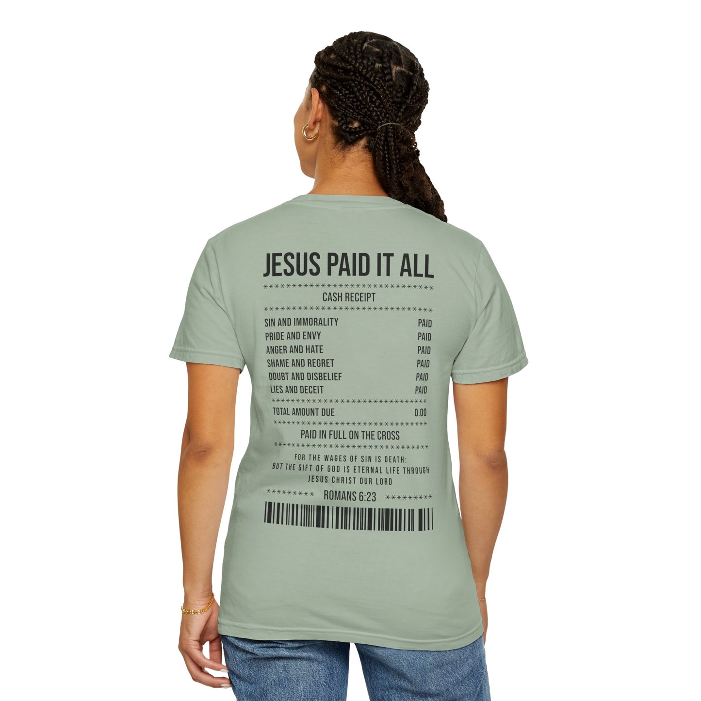 Jesus Paid It All T-Shirt — Christian Faith Receipt Graphic Tee