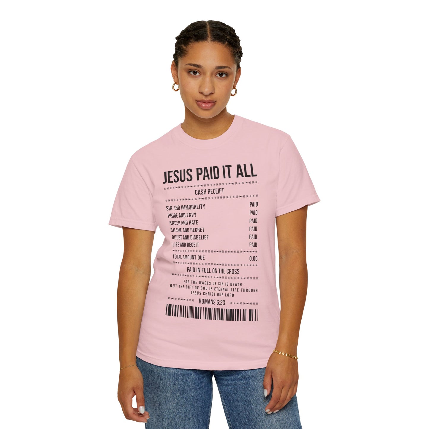 Jesus Paid It All T-Shirt — Christian Faith Receipt Graphic Tee