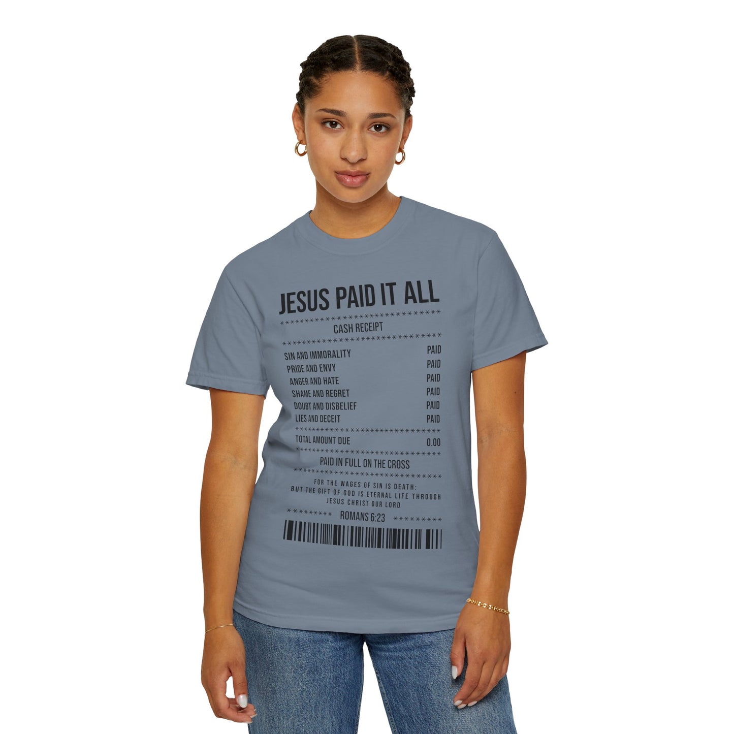 Jesus Paid It All T-Shirt — Christian Faith Receipt Graphic Tee