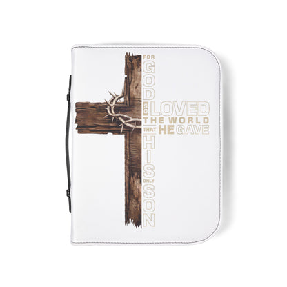 Bible Cover - 'For God So Loved the World' Cross Zippered Bible Case